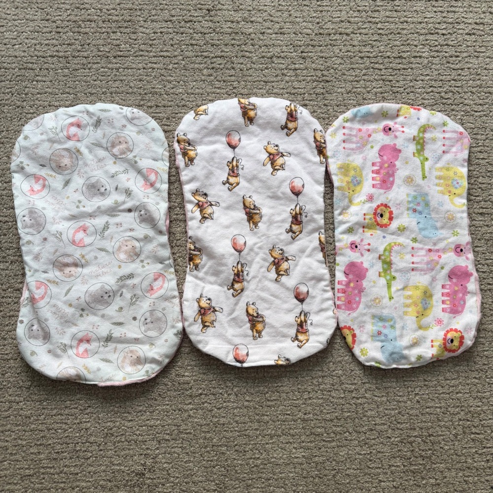 Burp‎ Cloths Kids OS Pink White Excellent Winnie Pooh Safari Minky 3 Pack